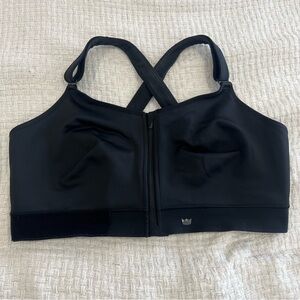 SHEFIT Flex Sports Bra Black Marble Adjustable Zip Front Size 6 Luxe